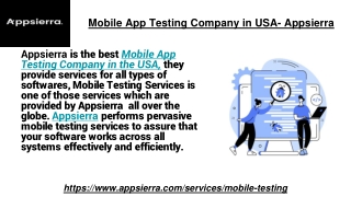 Mobile App Testing Company in USA- Appsierra