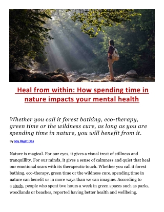 Heal from within How spending time in nature impacts your mental health