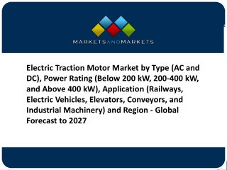 Electric Traction Motor Market to Surge $22.2 billion by 2027