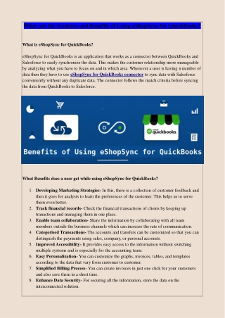 What are the features and benefits of using eShopSync for QuickBooks