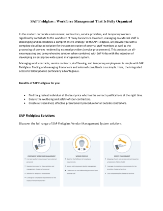SAP Fieldglass : Workforce Management That Is Fully Organized