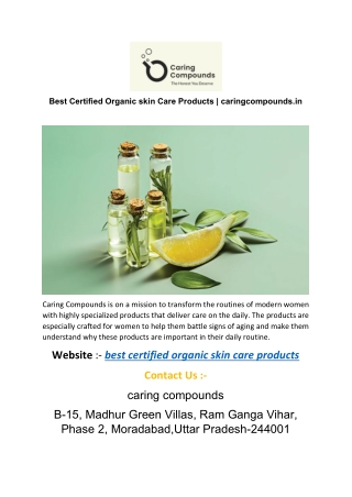 best certified organic skin care products | caringcompounds.in