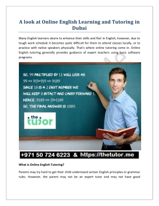 A look at Online English Learning and Tutoring in Dubai