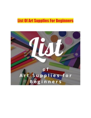 List Of Art Supplies For Beginners