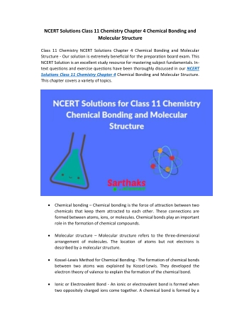 NCERT Solutions Class 11 Chemistry Chapter 4 Chemical Bonding and Molecular Structure