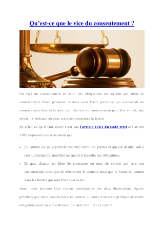 Qu’est-ce que le vice du consentement