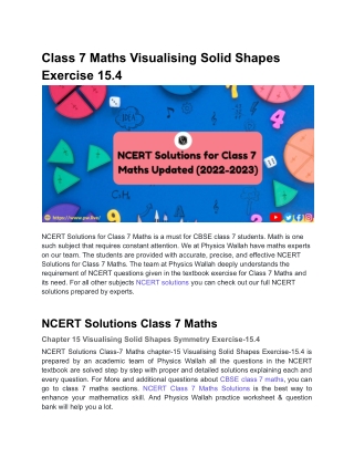 Class 7 Maths Visualising Solid Shapes Exercise 15