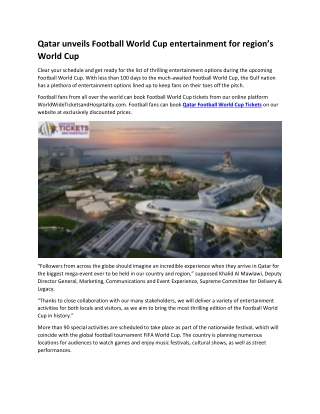 Qatar unveils Football World Cup entertainment for region’s World Cup