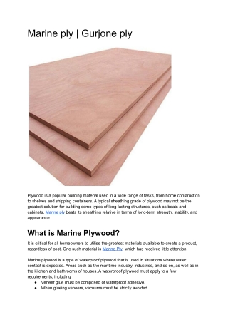 Marine ply _ Gurjone ply