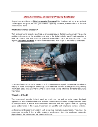 Elcis Incremental Encoders Properly Explained
