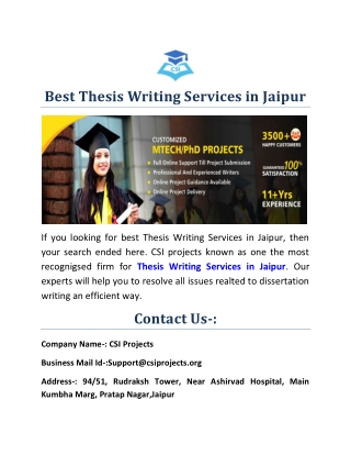 Best Thesis Writing Services in Jaipur