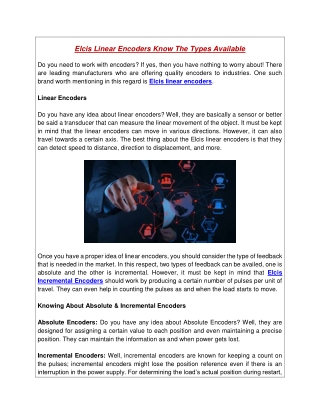 Elcis Linear Encoders Know The Types Available
