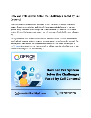 How can IVR System Solve the Challenges Faced by Call Centers