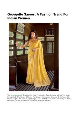 Georgette Sarees A Fashion Trend For Indian Women