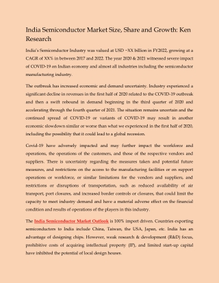 India Semiconductor Market Size, Share and Growth: Ken Research