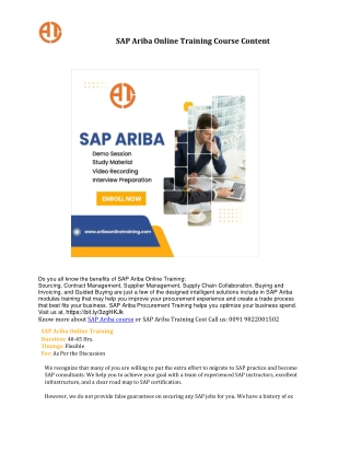 SAP Ariba Online Training Course Content
