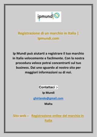 Registrazione online di marchio in Italia | Ipmundi.com