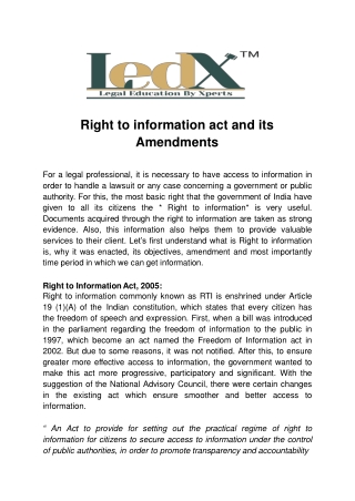 Right to information act and its Amendments (1)
