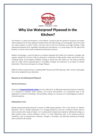 Why Use Waterproof Plywood in the Kitchen