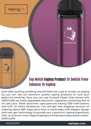 Top-Notch Vaping Product To Switch From Tobacco To Vaping