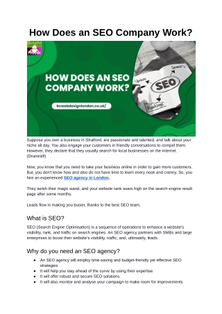 How Does an SEO Company Work ?