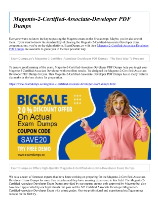 Magento-2-Certified-Associate-Developer PDF Dumps