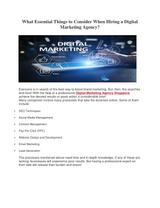 What Essential Things to Consider When Hiring a Digital Marketing Agency