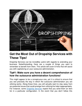 Get the Most Out of Dropship Services with These Tips