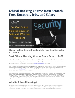 Ethical Hacking Course from Scratch, Fees, Duration, Jobs, and Salary