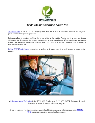 SAP Clearinghouse Near Me
