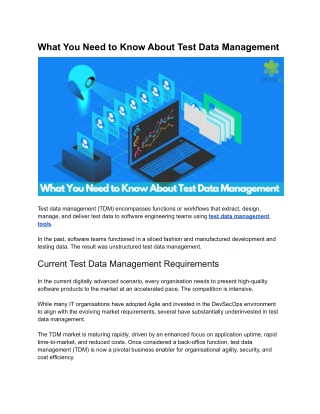 What You Need to Know About Test Data Management