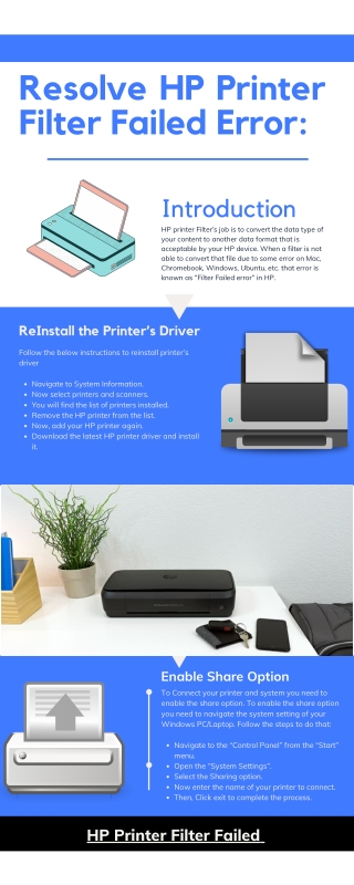 Resolve HP Printer Filter Failed Error
