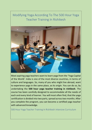 Topic-500 hour yoga teacher training in rishikesh
