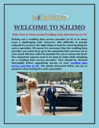 How to Find a Great Wedding Limo Hire Service in NJ