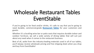 Restaurant Tables - EventStable