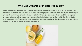 Why Use Organic SkinCare Produtcs_