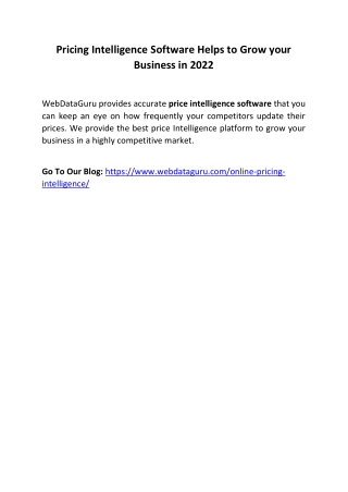 Pricing Intelligence Software Helps to Grow your Business in 2022