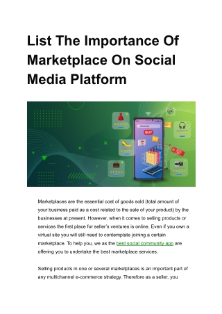 Include A List Of The Marketplace's Importance On Social Media Platforms