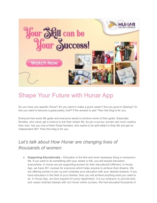 Shape Your Future with Hunar App
