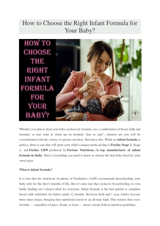 How to Choose the Right Infant Formula for Your Baby