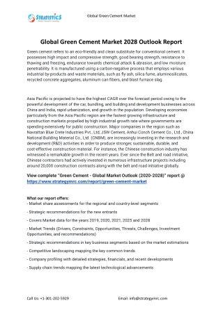 2022 Green Cement Industry Global Analysis Report