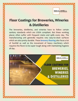 Floor Coatings for Breweries, Wineries & Distilleries