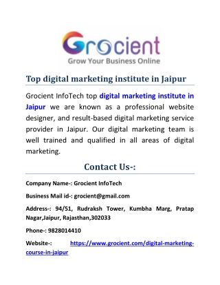 Top digital marketing institute in jaipur