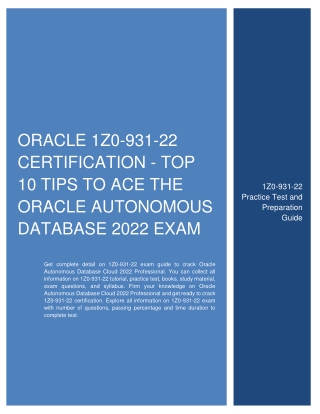 Oracle 1Z0-931-22 Certification - Top 10 Tips to Ace the Exam