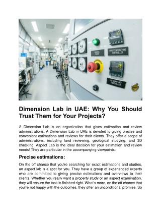 Dimension Lab in UAE Why You Should Trust Them for Your Projects