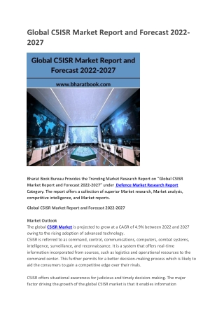 Global C5ISR Market Report and Forecast 2022-2027