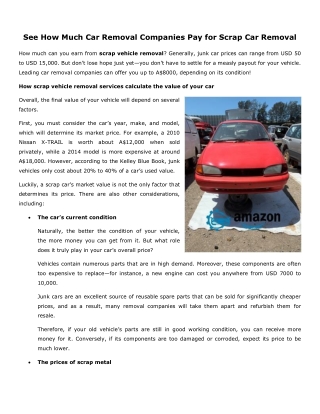 See How Much Car Removal Companies Pay for Scrap Car Removal