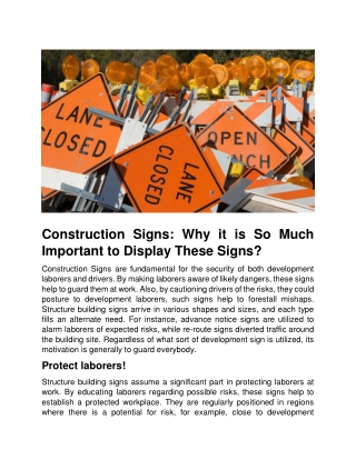 Construction Signs Why It is So Much Important to Display These Signs