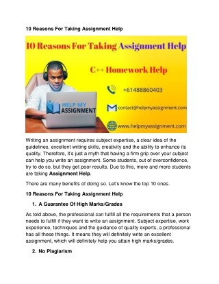 10 Reasons For Taking Assignment Help