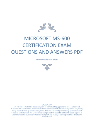 Microsoft MS-600 Certification Exam Questions and Answers PDF